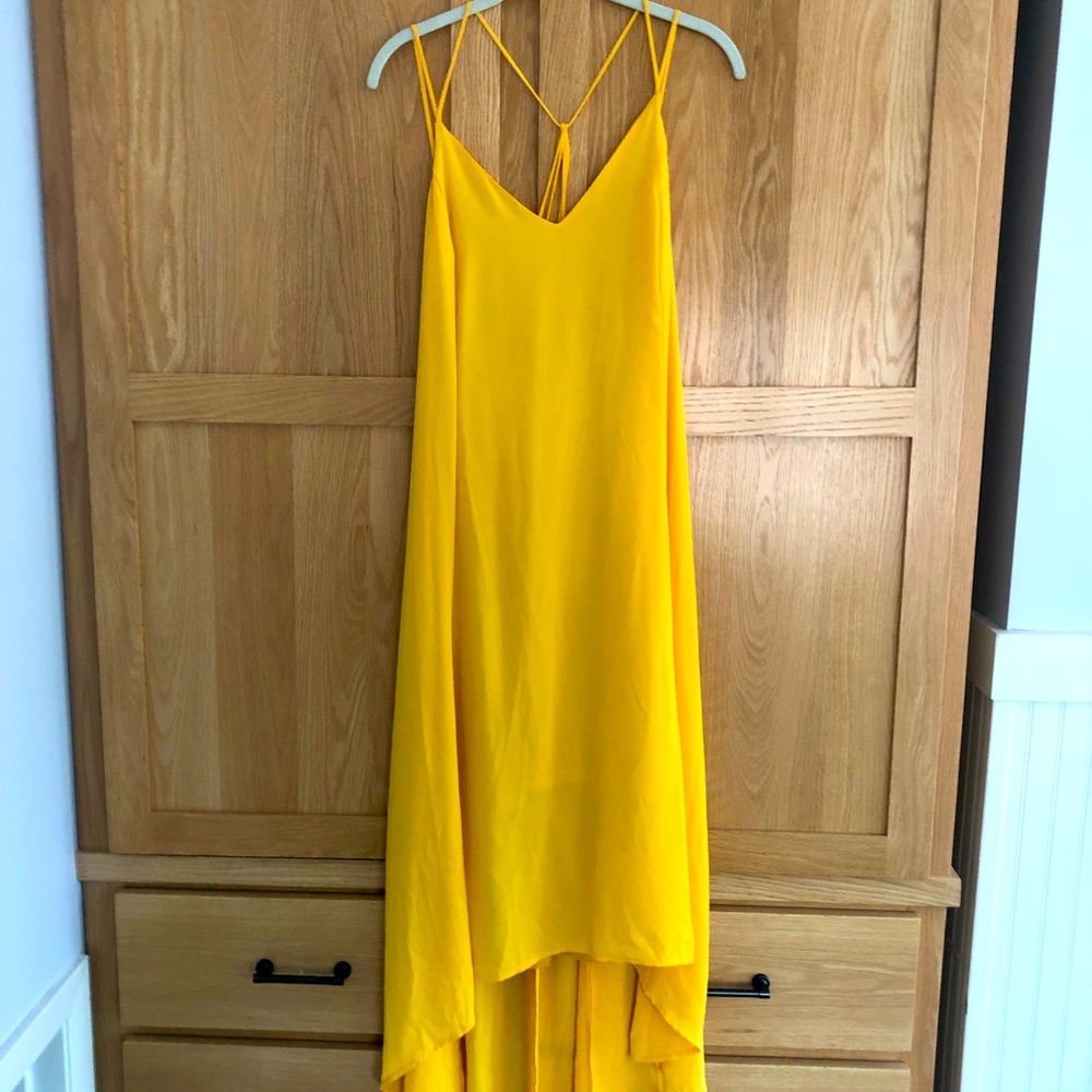 Strappy high to low yellow dress